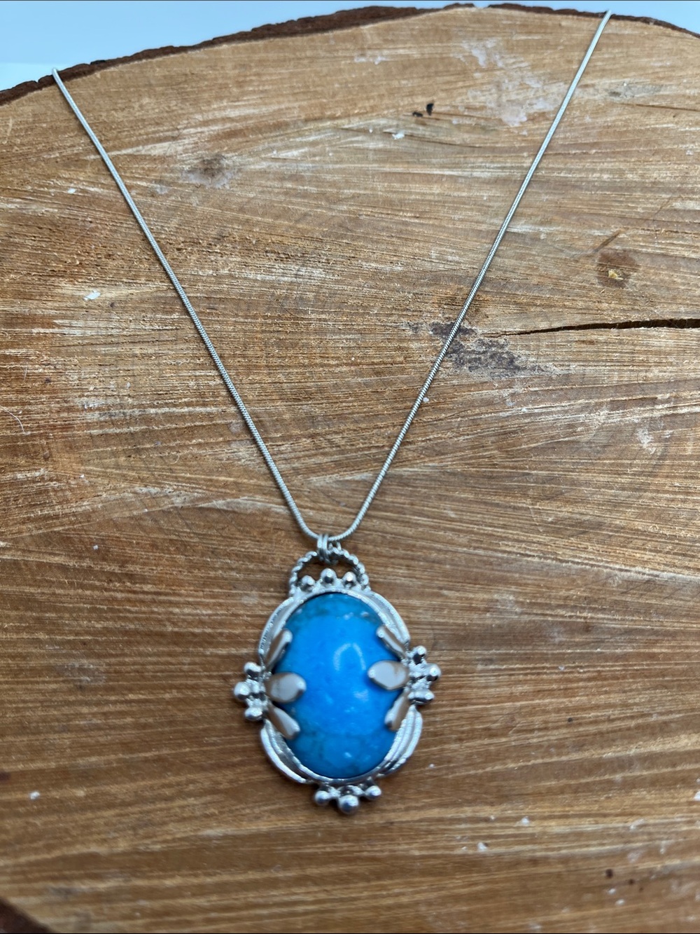 Sterling Silver Blue Turquoise Pendant Necklace - Women's Jewelry